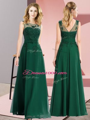 Beauteous Dark Green Court Dresses for Sweet 16 Wedding Party with Beading and Appliques Scoop Sleeveless Zipper
