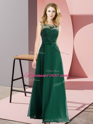 Beauteous Dark Green Court Dresses for Sweet 16 Wedding Party with Beading and Appliques Scoop Sleeveless Zipper