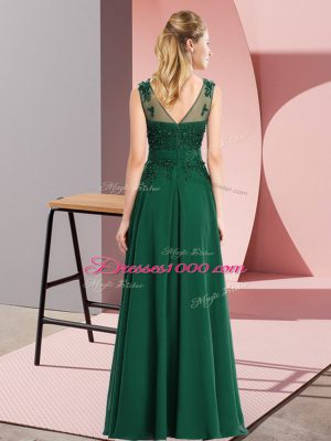 Beauteous Dark Green Court Dresses for Sweet 16 Wedding Party with Beading and Appliques Scoop Sleeveless Zipper