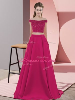 High End Sleeveless Sweep Train Backless Beading Dress for Prom