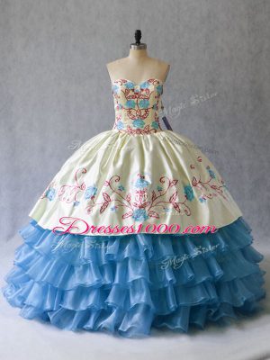 Sleeveless Embroidery and Ruffled Layers Lace Up Sweet 16 Quinceanera Dress
