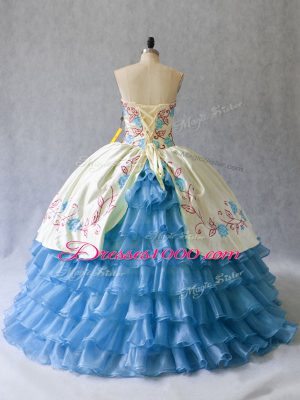 Sleeveless Embroidery and Ruffled Layers Lace Up Sweet 16 Quinceanera Dress