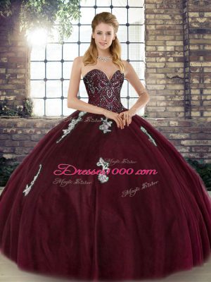 Custom Designed Tulle Sleeveless Floor Length Sweet 16 Dresses and Beading and Appliques