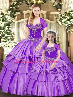 Captivating Floor Length Lavender Sweet 16 Dress Sweetheart Sleeveless Lace Up
