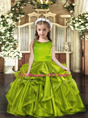 Discount Scoop Sleeveless Organza Pageant Dress for Womens Ruffles Lace Up