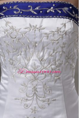 White Lace Up Wedding Dresses Beading and Embroidery Sleeveless Brush Train