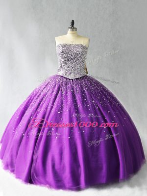 Organza Sleeveless Floor Length Sweet 16 Dress and Beading