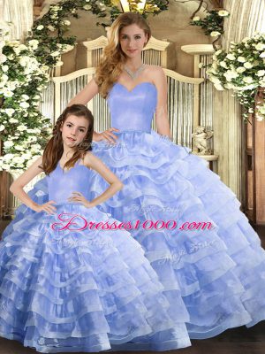 Sleeveless Lace Up Floor Length Ruffled Layers Sweet 16 Dresses