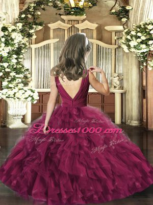 Sleeveless Beading and Ruffles Backless Little Girls Pageant Dress Wholesale