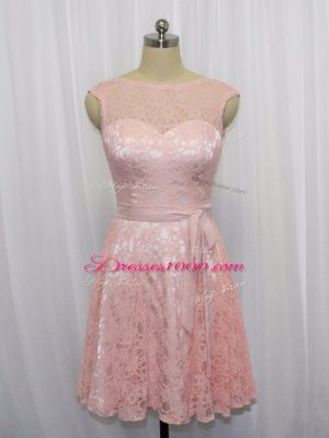 Cheap Pink Zipper Homecoming Dress Beading and Lace Sleeveless Mini Length