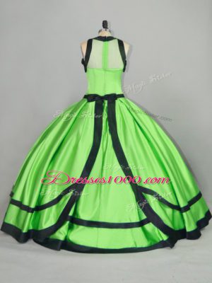 Eye-catching Ball Gowns Sweet 16 Dresses Scoop Satin Sleeveless Floor Length Zipper