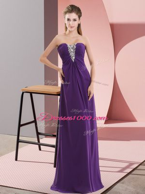 Vintage Purple Sweetheart Zipper Beading Prom Dresses Sleeveless