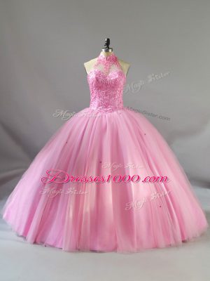 Gorgeous Tulle Sleeveless Floor Length Sweet 16 Dress and Beading