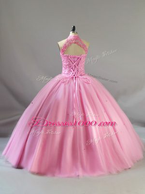 Gorgeous Tulle Sleeveless Floor Length Sweet 16 Dress and Beading