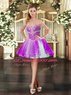 Purple Prom Dresses Prom and Party with Beading Sweetheart Sleeveless Lace Up