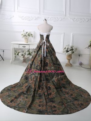 New Style Lace Up Prom Gown Multi-color for Sweet 16 and Quinceanera with Pick Ups Court Train