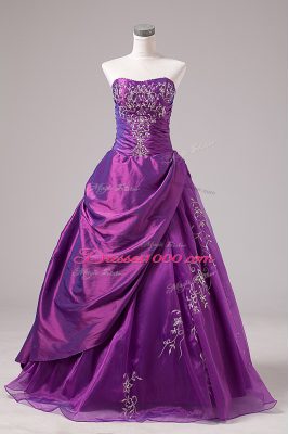 Gorgeous Purple Sleeveless Organza Zipper 15th Birthday Dress for Sweet 16 and Quinceanera