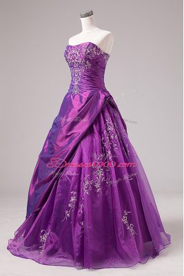 Gorgeous Purple Sleeveless Organza Zipper 15th Birthday Dress for Sweet 16 and Quinceanera