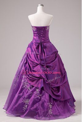 Gorgeous Purple Sleeveless Organza Zipper 15th Birthday Dress for Sweet 16 and Quinceanera