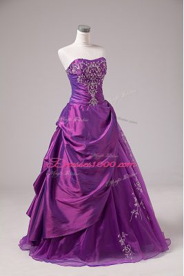 Gorgeous Purple Sleeveless Organza Zipper 15th Birthday Dress for Sweet 16 and Quinceanera