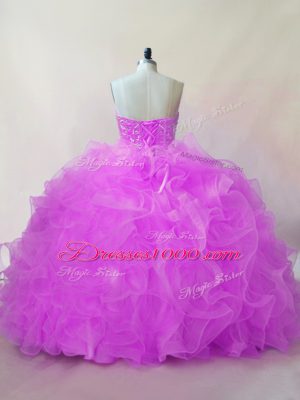 Free and Easy Floor Length Ball Gowns Sleeveless Lilac Vestidos de Quinceanera Lace Up