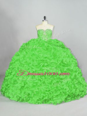 Sleeveless Fabric With Rolling Flowers Court Train Lace Up Vestidos de Quinceanera for Sweet 16 and Quinceanera