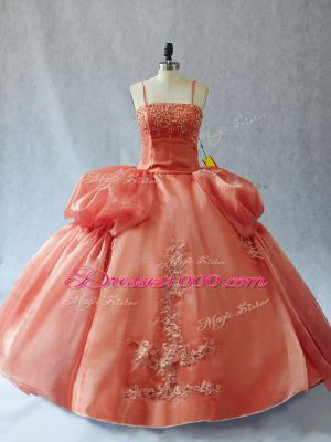 Decent Rust Red Lace Up 15 Quinceanera Dress Appliques Sleeveless Floor Length