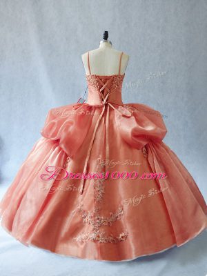 Decent Rust Red Lace Up 15 Quinceanera Dress Appliques Sleeveless Floor Length