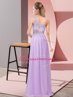 Graceful Purple Going Out Dresses Prom and Party with Beading One Shoulder Sleeveless Side Zipper