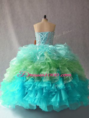 Simple Ball Gowns Ball Gown Prom Dress Multi-color Sweetheart Organza Sleeveless Floor Length Lace Up