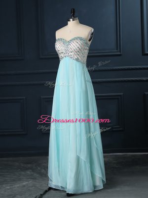Light Blue Sweetheart Zipper Beading Evening Dress Sleeveless