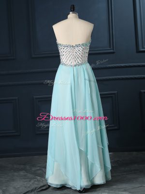 Light Blue Sweetheart Zipper Beading Evening Dress Sleeveless