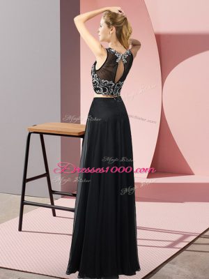 Hot Sale Chiffon Sleeveless Floor Length Prom Gown and Beading