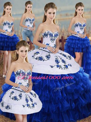 Sumptuous Sleeveless Embroidery and Ruffled Layers and Bowknot Lace Up 15th Birthday Dress