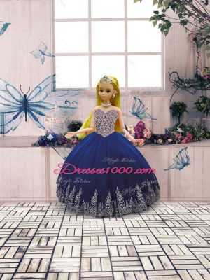 Ball Gowns 15 Quinceanera Dress Royal Blue Scoop Tulle Sleeveless Floor Length Lace Up