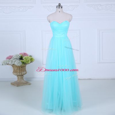 Floor Length Peach Quinceanera Court of Honor Dress Sweetheart Sleeveless Zipper