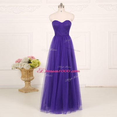 Floor Length Peach Quinceanera Court of Honor Dress Sweetheart Sleeveless Zipper