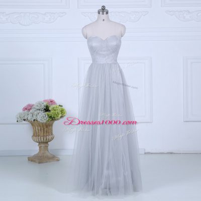 Floor Length Peach Quinceanera Court of Honor Dress Sweetheart Sleeveless Zipper