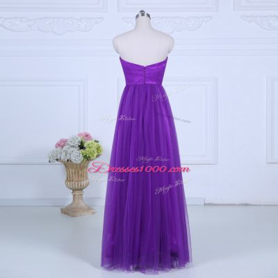 Smart Floor Length Empire Sleeveless Eggplant Purple Quinceanera Court of Honor Dress Zipper