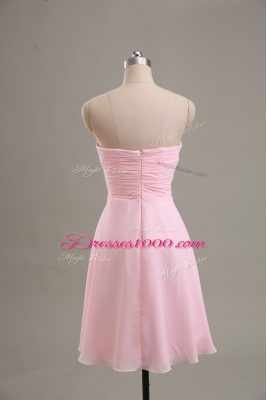 Chiffon Sweetheart Sleeveless Zipper Ruching Prom Dress in Baby Pink