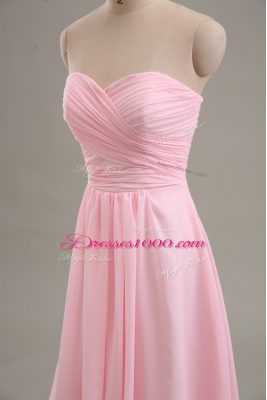 Chiffon Sweetheart Sleeveless Zipper Ruching Prom Dress in Baby Pink