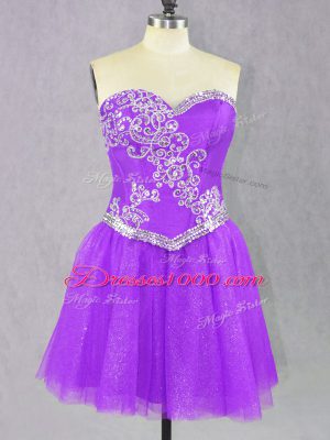 New Style Lilac Sweetheart Lace Up Beading Prom Gown Sleeveless