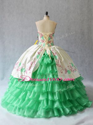 Organza Sleeveless Floor Length Sweet 16 Quinceanera Dress and Embroidery and Ruffled Layers