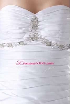 White Wedding Gown Sweetheart Sleeveless Brush Train Lace Up