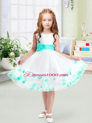 Deluxe White Sleeveless Tulle Zipper Toddler Flower Girl Dress for Wedding Party