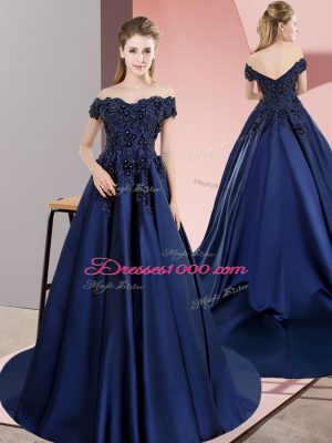 A-line Sleeveless Navy Blue Sweet 16 Quinceanera Dress Lace Up
