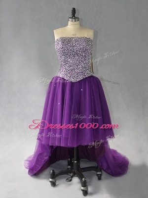 Dynamic Tulle Sleeveless High Low Pageant Dress for Teens and Beading