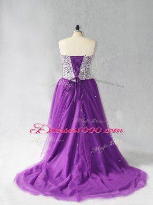 Dynamic Tulle Sleeveless High Low Pageant Dress for Teens and Beading