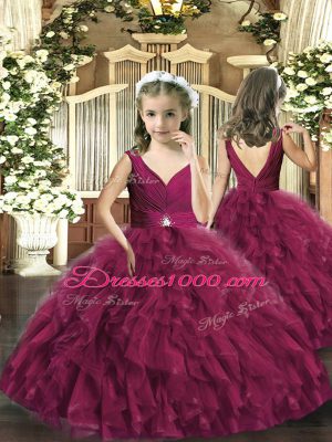 Edgy Sleeveless Beading and Ruffles Backless Ball Gown Prom Dress