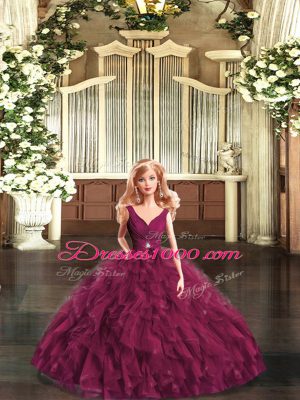 Edgy Sleeveless Beading and Ruffles Backless Ball Gown Prom Dress